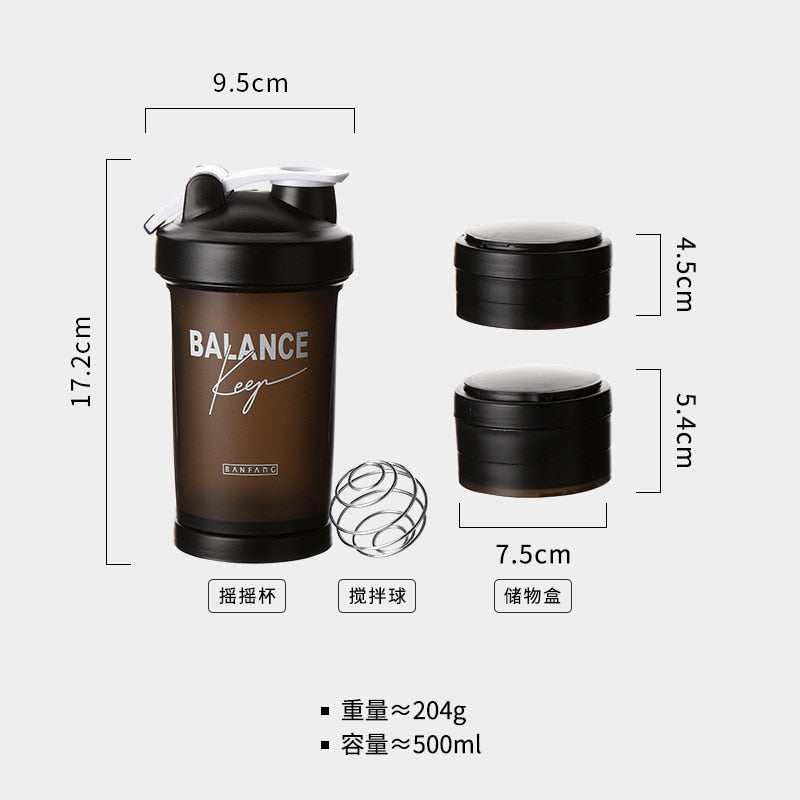 500ML Shaker Bottle. Mixing Bottle good for Sports, Fitness, and Gym. Even has storage for taking the mix on the go. - twobusybodies