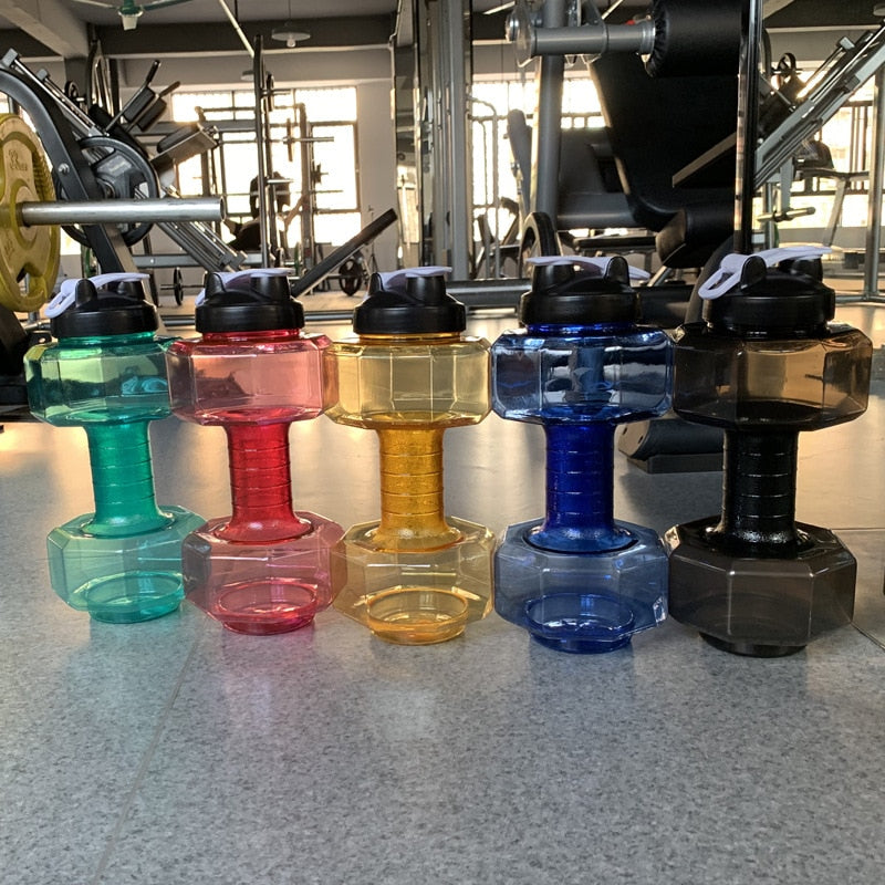 Running Water Dumbbell Sports Bottle. Large Capacity, convenient, and used for Fitness as well. - twobusybodies