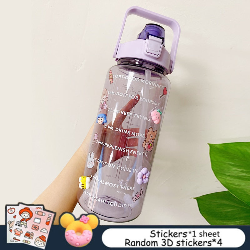 2L Large Capacity Water Bottle With Bounce Cover