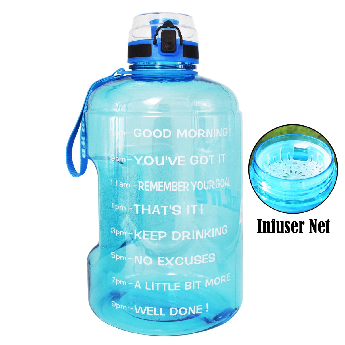 Quifit2.2L/3.78Lbouncing straw sports gallon water bottle