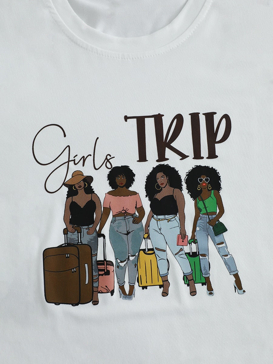 Women Girl's Trip  Crew Neck T-Shirt