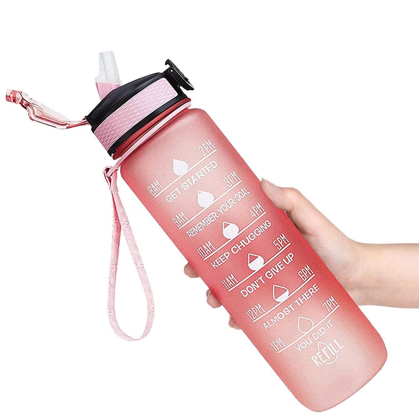 1L Plastic Water Bottle with Straw