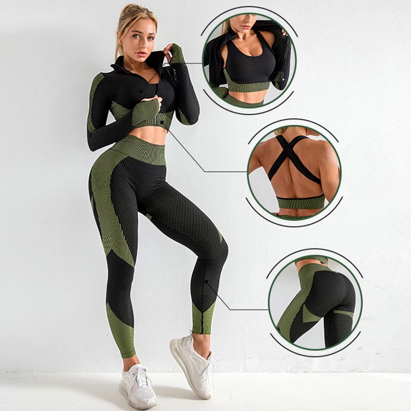 CZGUKE Women 3pcs Seamless Workout Fit