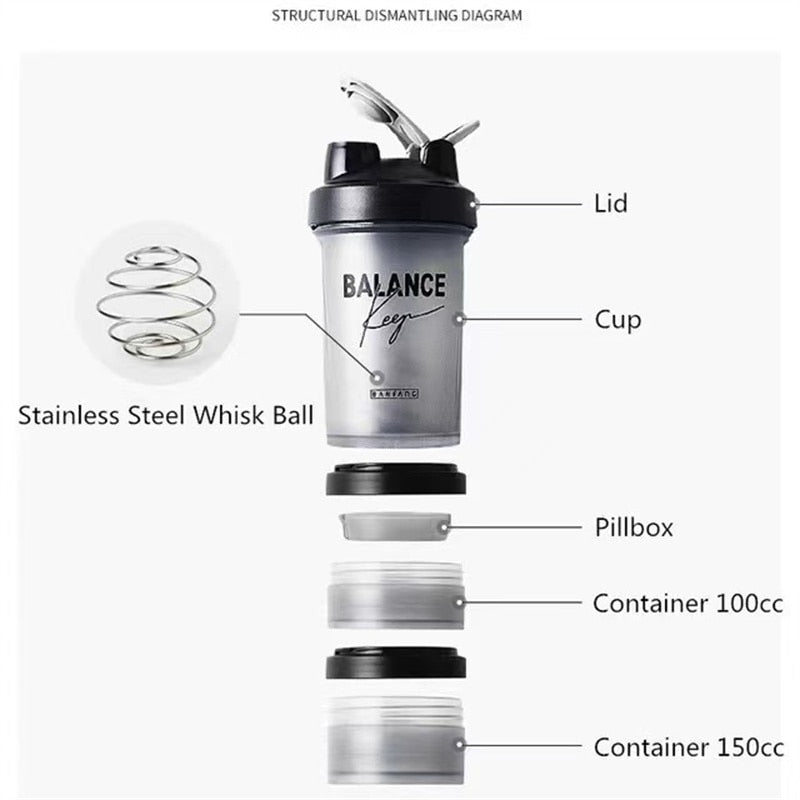 500ML Shaker Bottle. Mixing Bottle good for Sports, Fitness, and Gym. Even has storage for taking the mix on the go. - twobusybodies