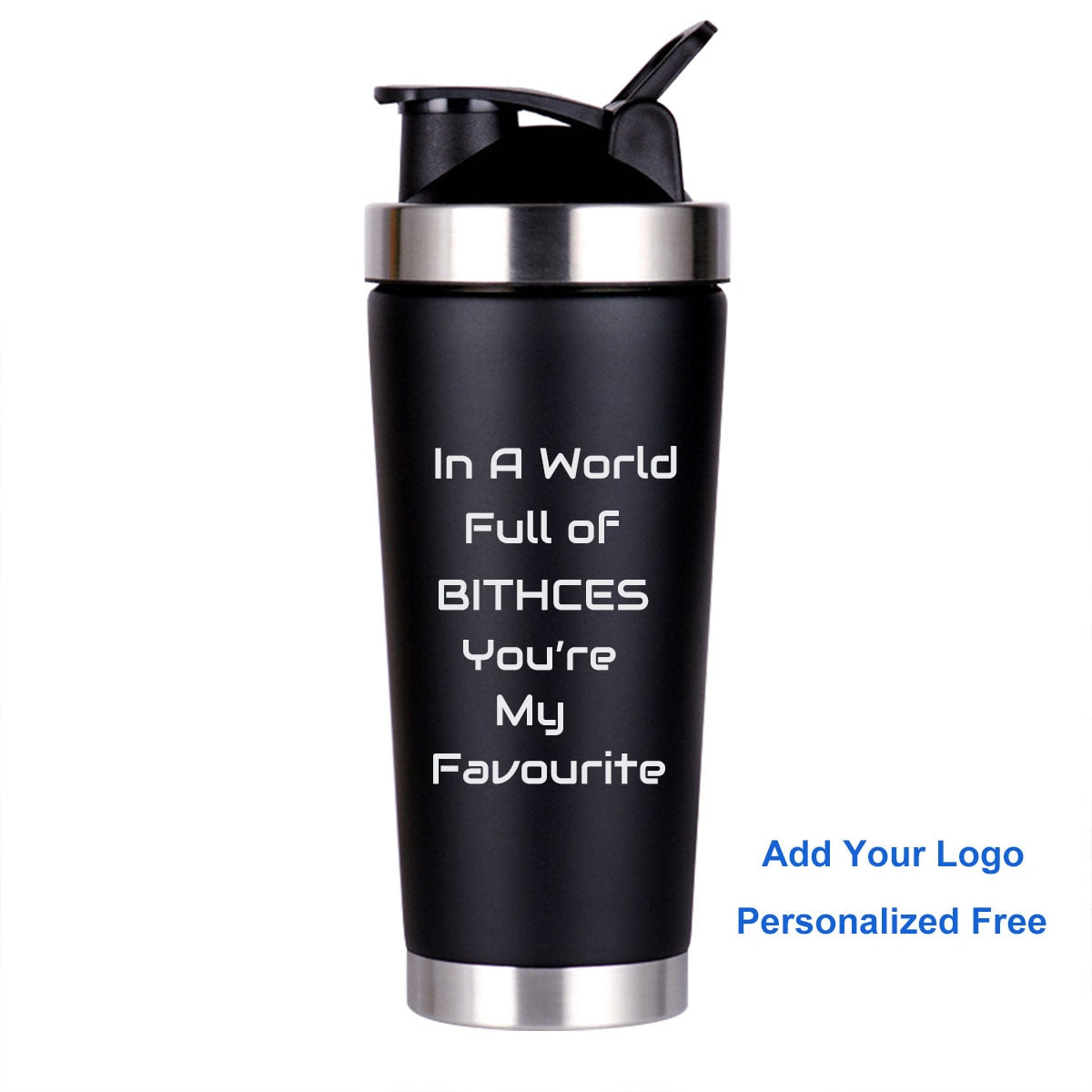 Protein Shaker Bottle.  Can be a great Birthday Gift for a Friend, Bff , Customizable with a Name or Text of Your Choice. - twobusybodies