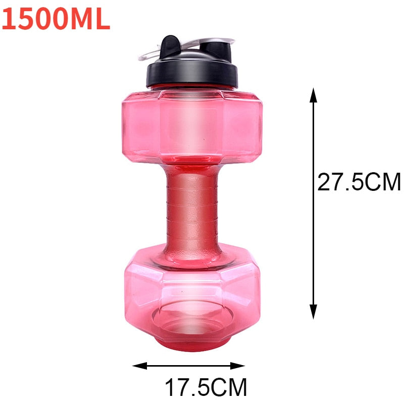 Running Water Dumbbell Sports Bottle. Large Capacity, convenient, and used for Fitness as well. - twobusybodies