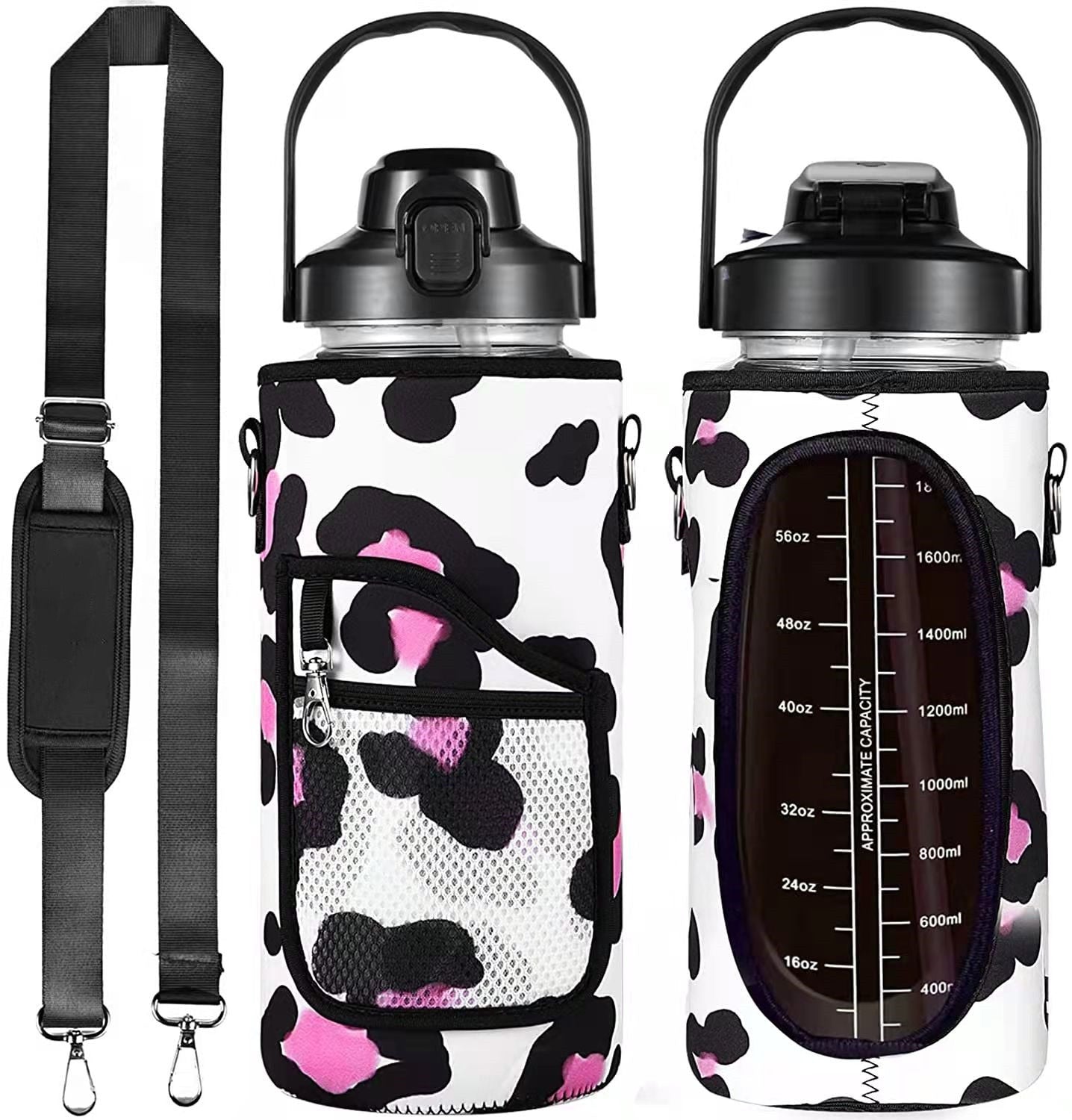 2L/64OZ Water Bottle Motivational Water Bottles set with Straw and Sleeve