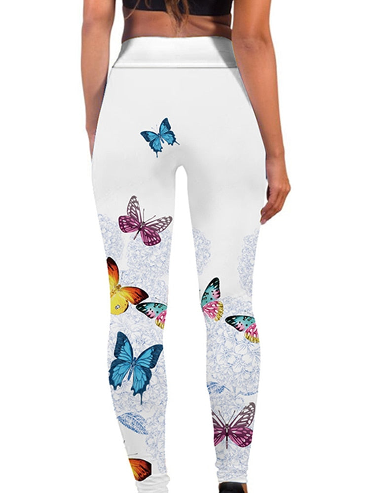 2023 New Fashion Fitness wear. High Elastic, Sweat Absorption Digital Butterfly Printed Leggings - twobusybodies