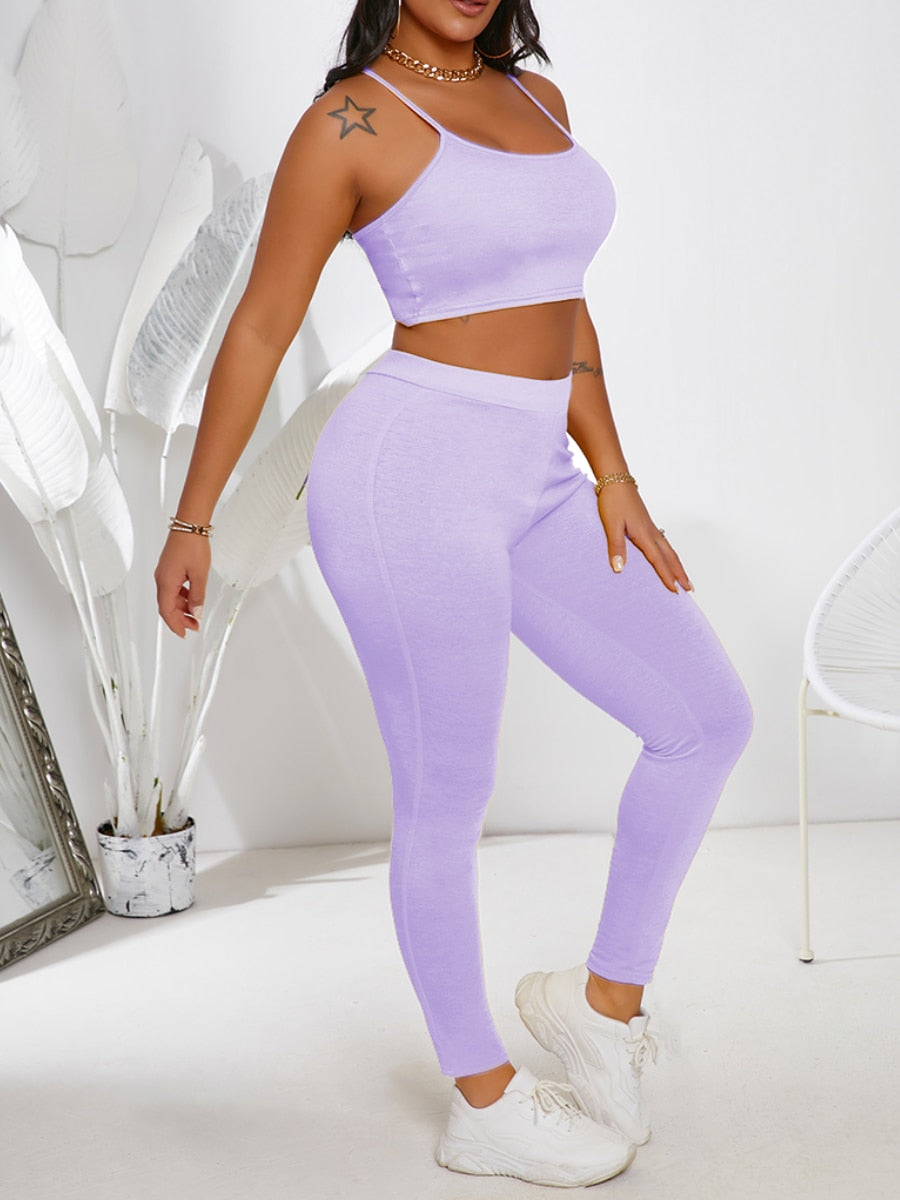 Cami Crop Top Yoga Pants Set