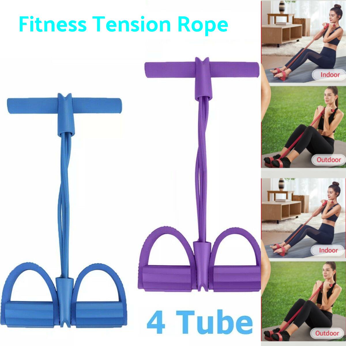 Resistance Elastic Bands. Fitness Ropes Exerciser Rower Belly. Home Gym full body workout. - twobusybodies