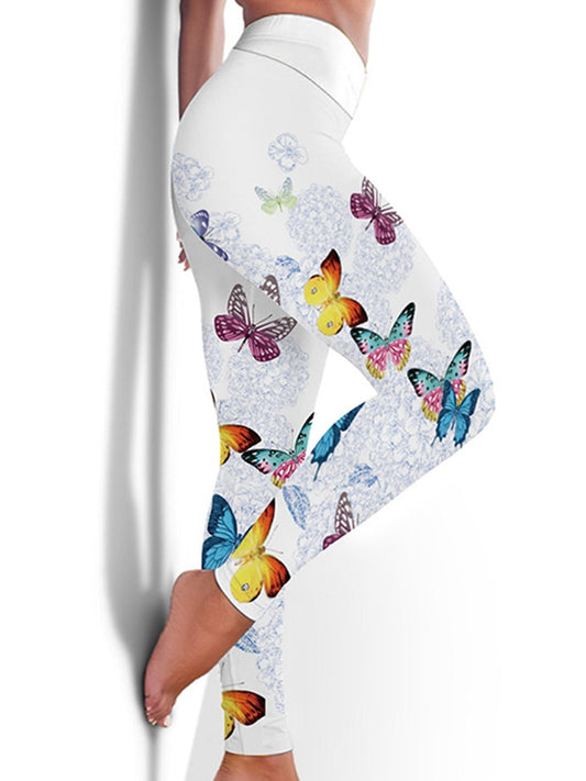 2023 New Fashion Fitness wear. High Elastic, Sweat Absorption Digital Butterfly Printed Leggings - twobusybodies