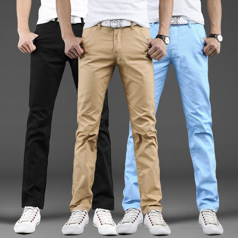 Spring/autumn Men's Casual Pants. Made with Cotton, Slim Fit, Fashionable chinos. Comfortable fit and very easily matched. - twobusybodies