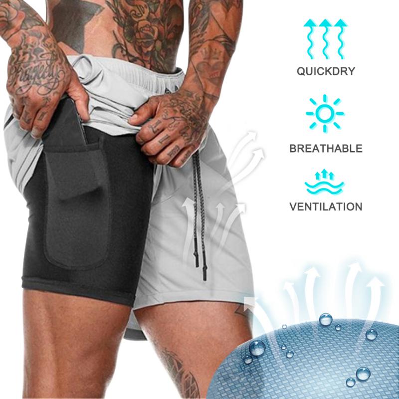 Men's Sports Shorts. Training, Basketball, Jogging Five-point Pants. 2 In 1 Double-deck Quick Dry Sportswear. - twobusybodies