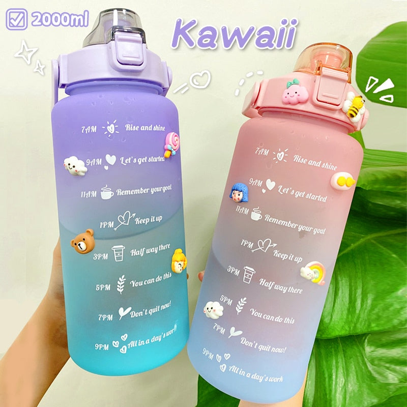 2L Large Capacity Water Bottle With Bounce Cover