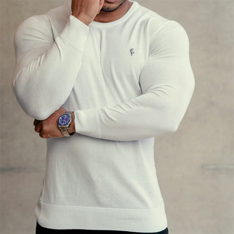 Gym Fitness Sportswear.  Men Casual, Long sleeve, Bodybuilding Workout Tee shirt.  made with woolen material. - twobusybodies