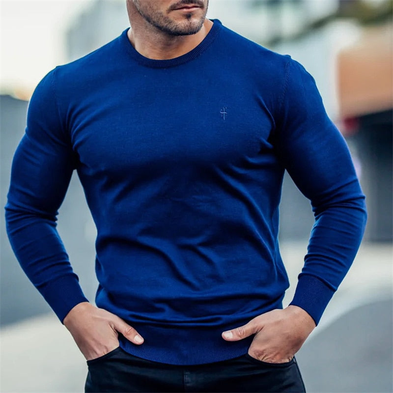 Gym Fitness Sportswear.  Men Casual, Long sleeve, Bodybuilding Workout Tee shirt.  made with woolen material. - twobusybodies