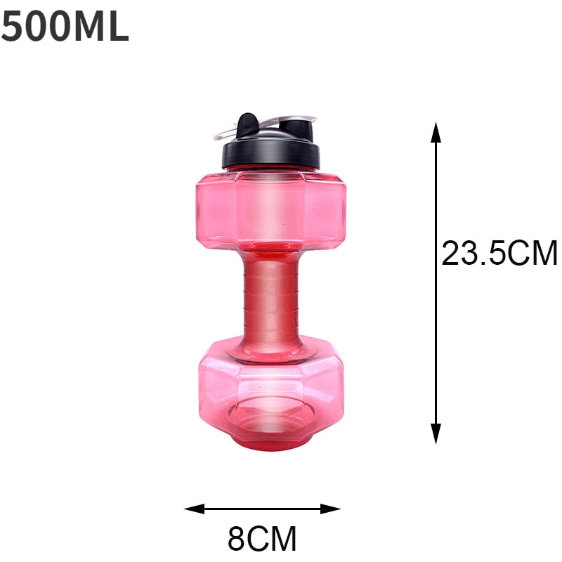 Running Water Dumbbell Sports Bottle. Large Capacity, convenient, and used for Fitness as well. - twobusybodies