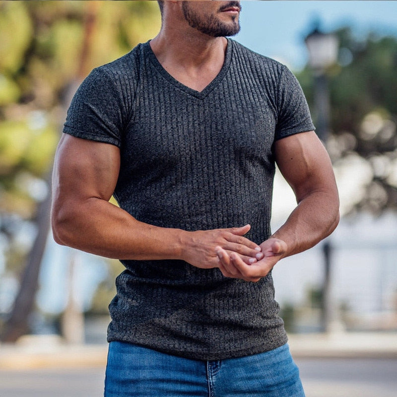 Men's sports T-shirt Short sleeve made with silk/polyester. Has a compression-style fit and can be worn in the summer. Overall stylish for any occasion, - twobusybodies