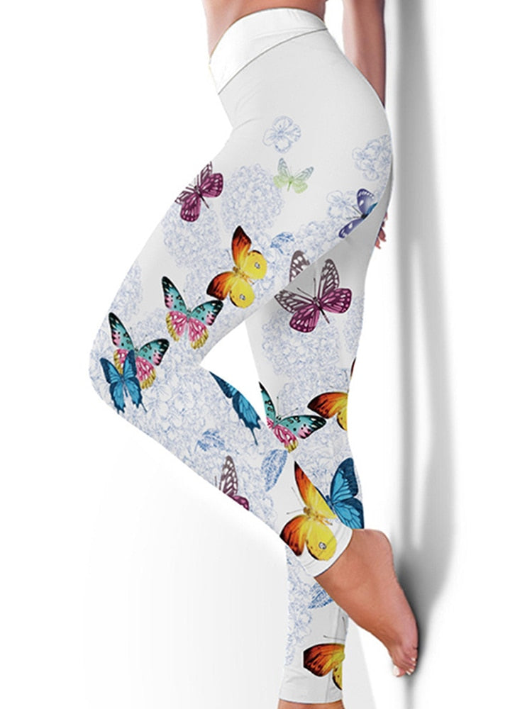 2023 New Fashion Fitness wear. High Elastic, Sweat Absorption Digital Butterfly Printed Leggings - twobusybodies