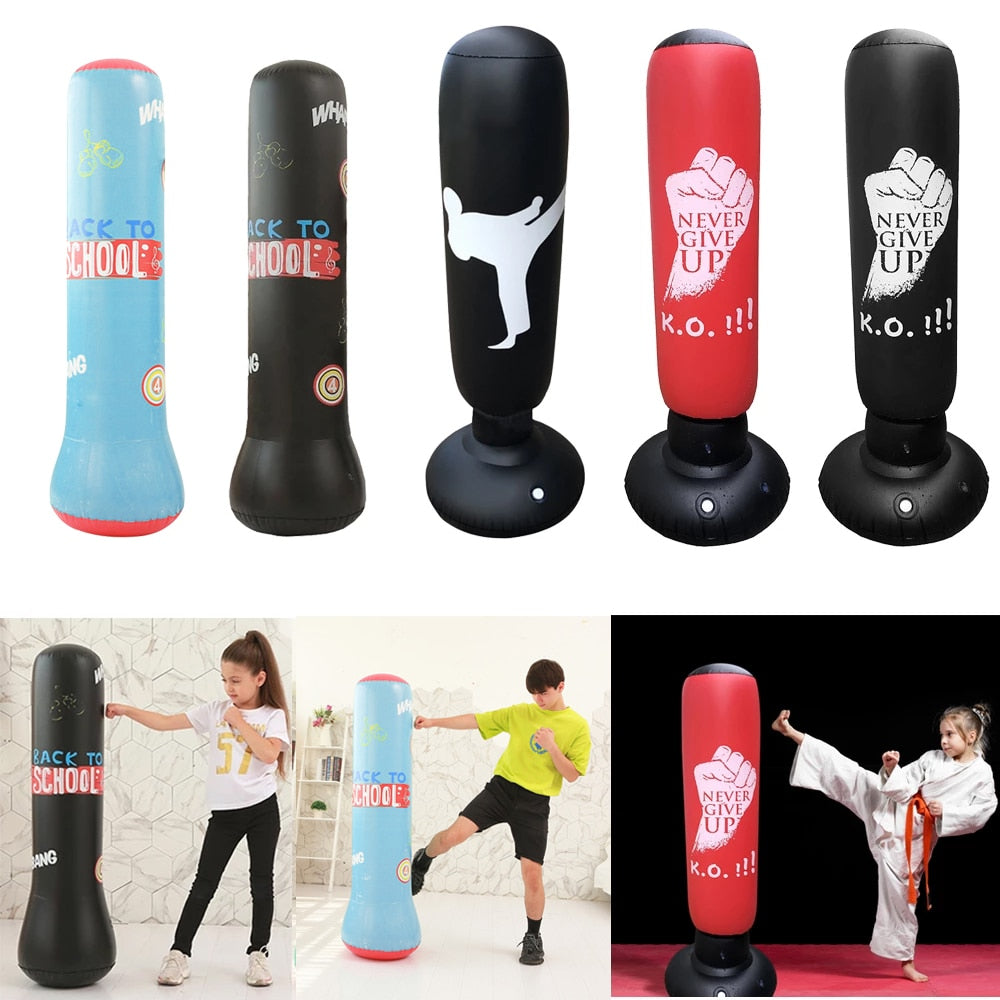 1.2/1.6M Inflatable Boxing Punching Bag for Adults/Children alike. Sandbag, Column Target, and a  Stress Reliever. - twobusybodies