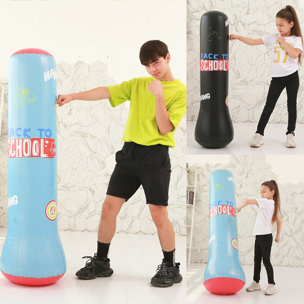 1.2/1.6M Inflatable Boxing Punching Bag for Adults/Children alike. Sandbag, Column Target, and a  Stress Reliever. - twobusybodies