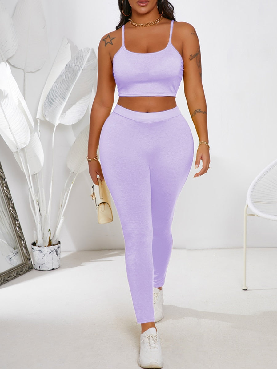 Cami Crop Top Yoga Pants Set