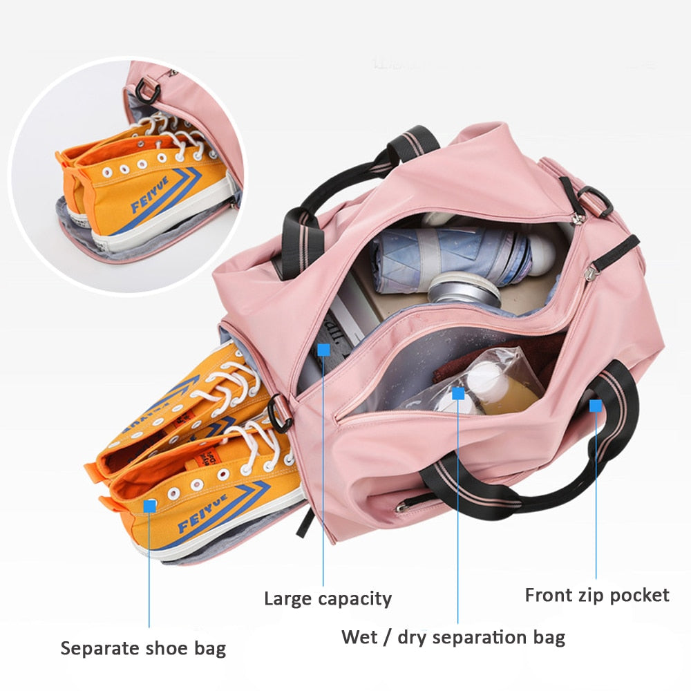 Women's Sports Fitness Bag. Dry/Wet Separation, Waterproof, and  Big Capacity Storage. Very fashionable. - twobusybodies